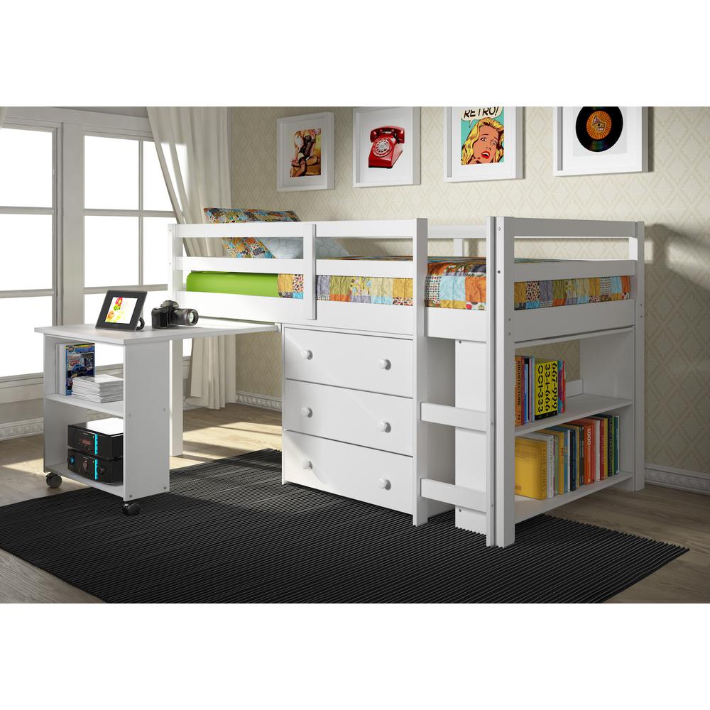 Twin Low Loft Includes Desk, Chest & Bookcase. Picture 1