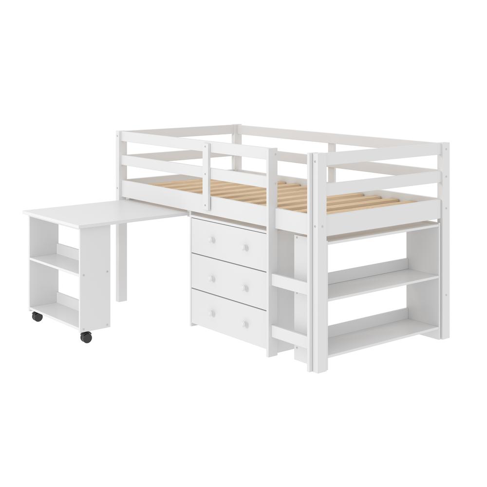 Twin Low Loft Includes Desk, Chest & Bookcase. Picture 1