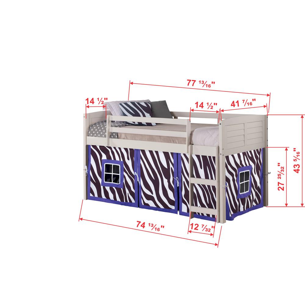 Twin Louver Low Loft White W/Zebra Tent. Picture 2