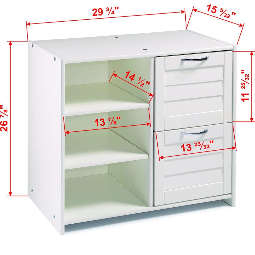 Louver Low Loft 2 Dr Chest/Shelves White. Picture 2