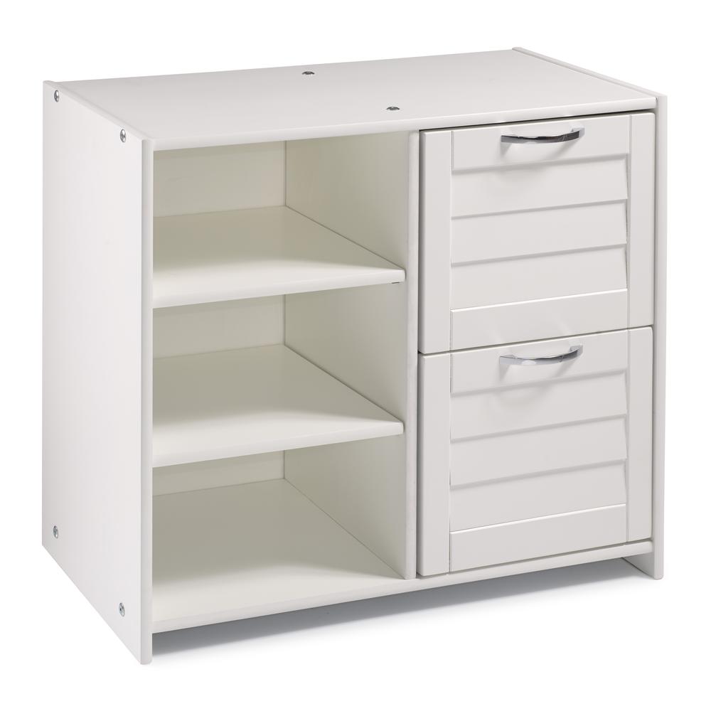 Louver Low Loft 2 Dr Chest/Shelves White. Picture 1