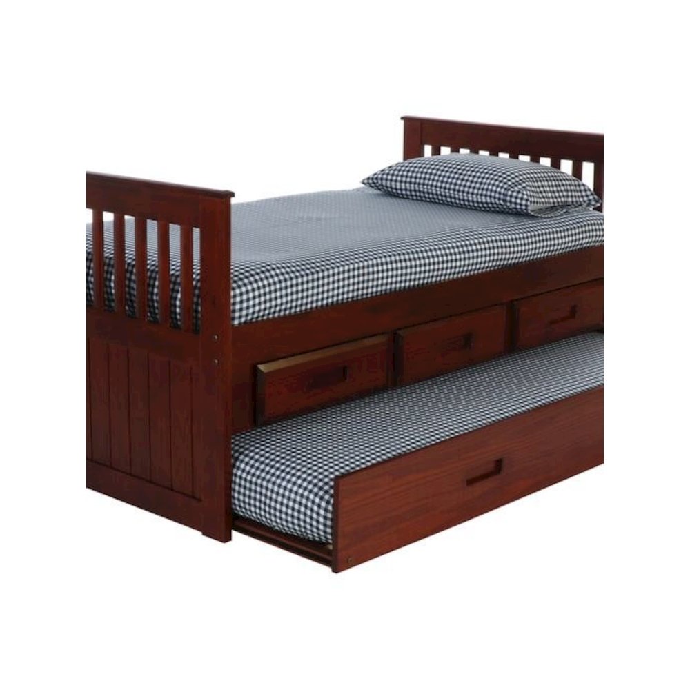 Twin Mission Rake Bed W/3 Drawer Elevation Kit And Twin Trundle. Picture 4