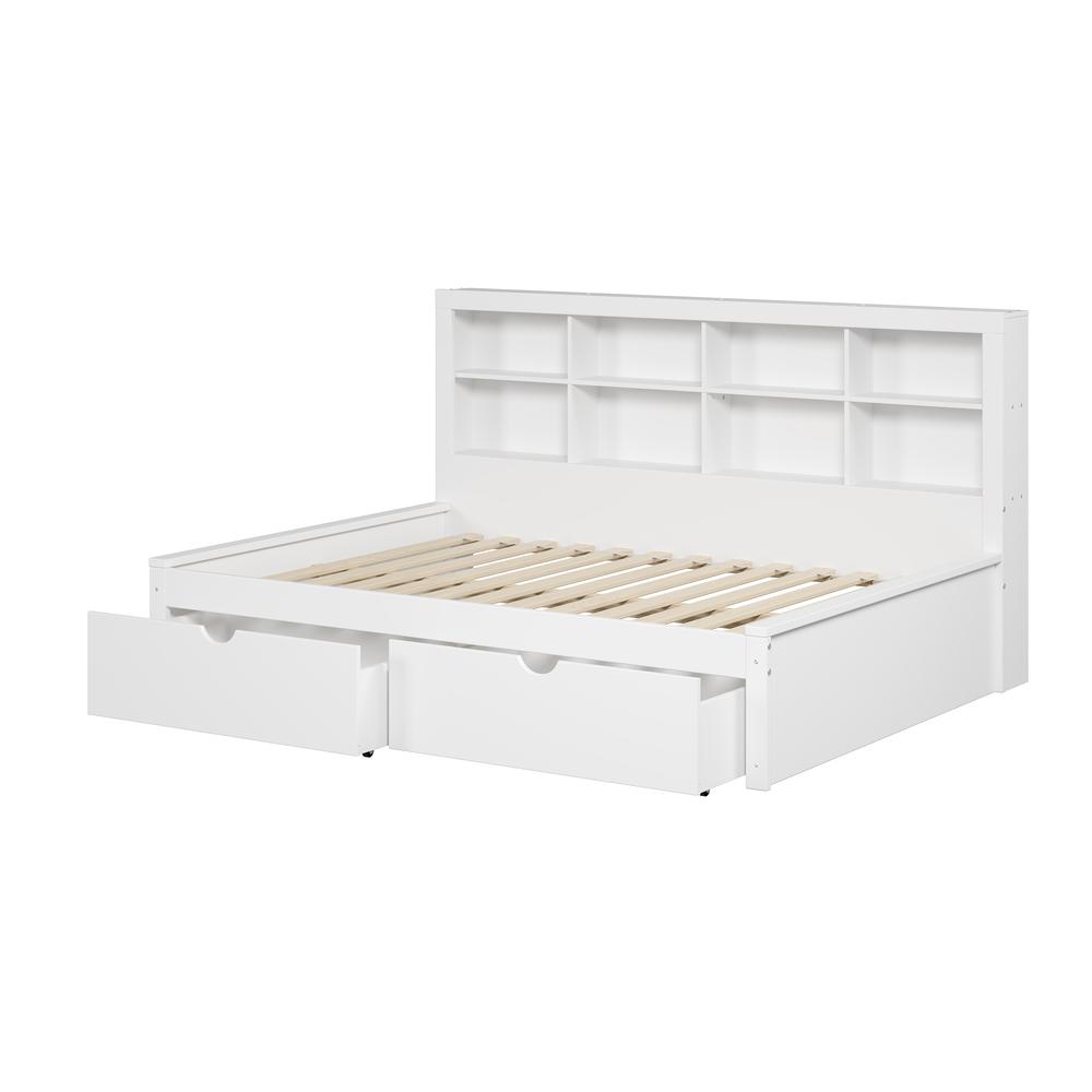 Full Bookcase Day Bed In White W/ Dual Under Bed Drawers. Picture 5