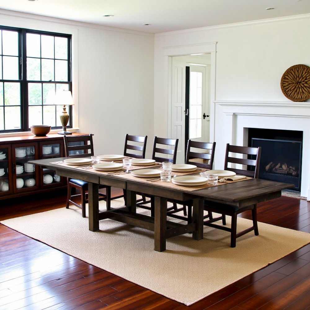 Extendable Rustic Dining Table with Leaf for 8, Solid Gray Wood Design. Picture 2