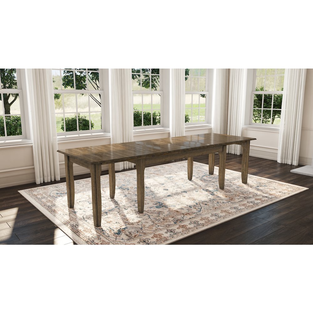 Leucadia 61.25"-133.25" Three-Leaf Extension Table, Toasted Java. Picture 5