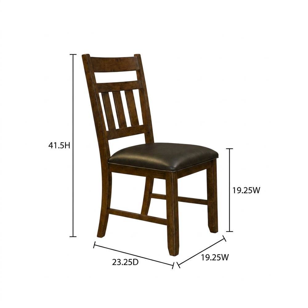 Mango Upholstered Slatback Dining Stool Set with Faux Leather Seat. Picture 6