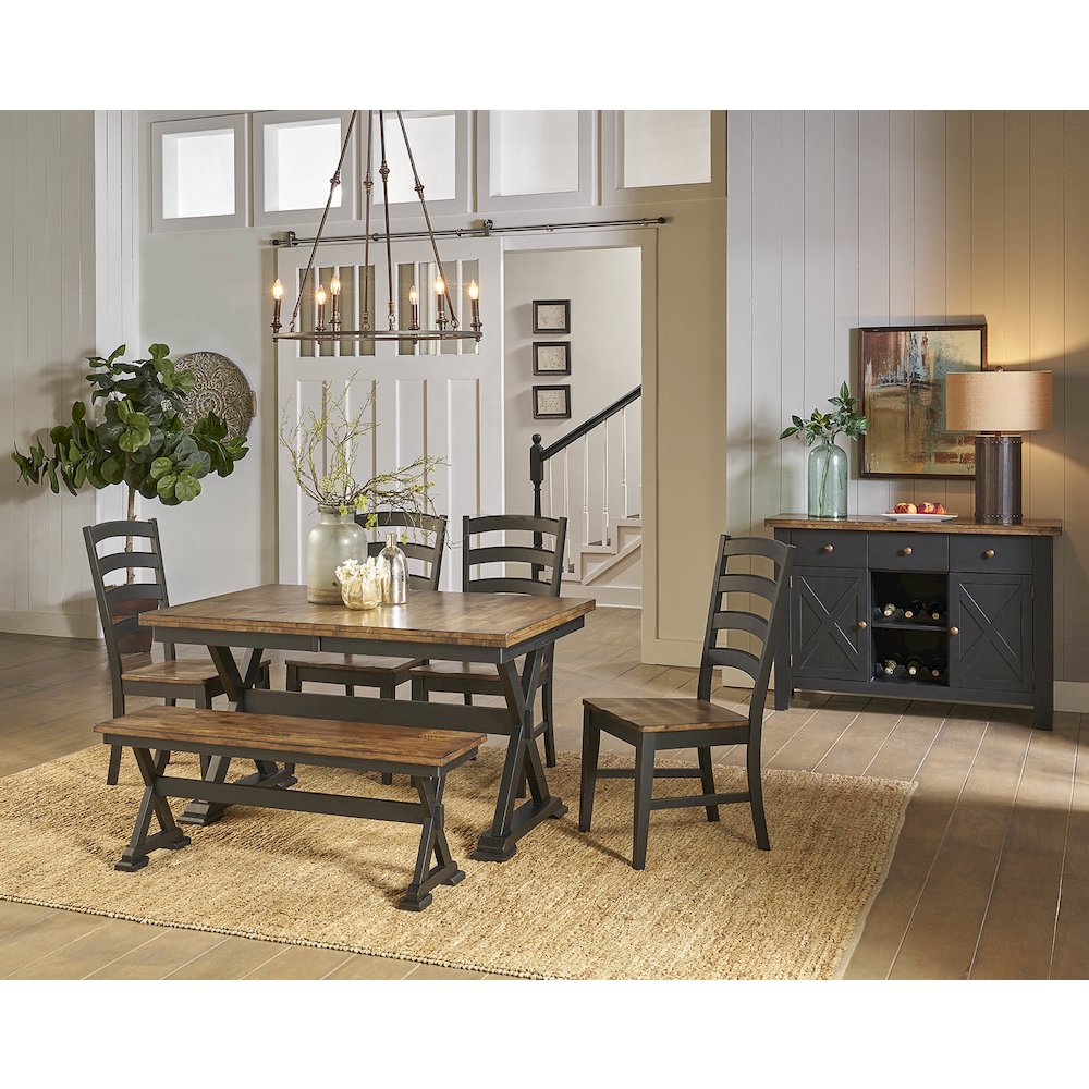 Stormy Ridge 54"-72" Trestle Table with (1) 18" Butterfly Leaf, Chicory / Black. Picture 8