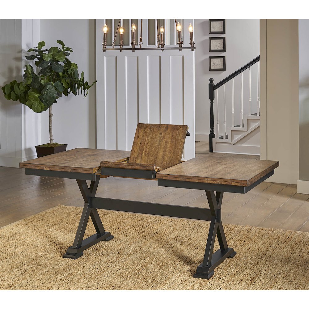 Stormy Ridge 54"-72" Trestle Table with (1) 18" Butterfly Leaf, Chicory / Black. Picture 15
