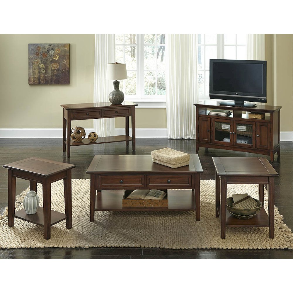 Westlake Chairside Table, with Shelf, Cherry Brown. Picture 2