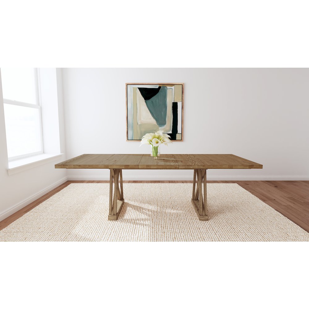 Weston Trestle Table with (1) 18" Sefl-Storing Leaf, Acorn. Picture 7