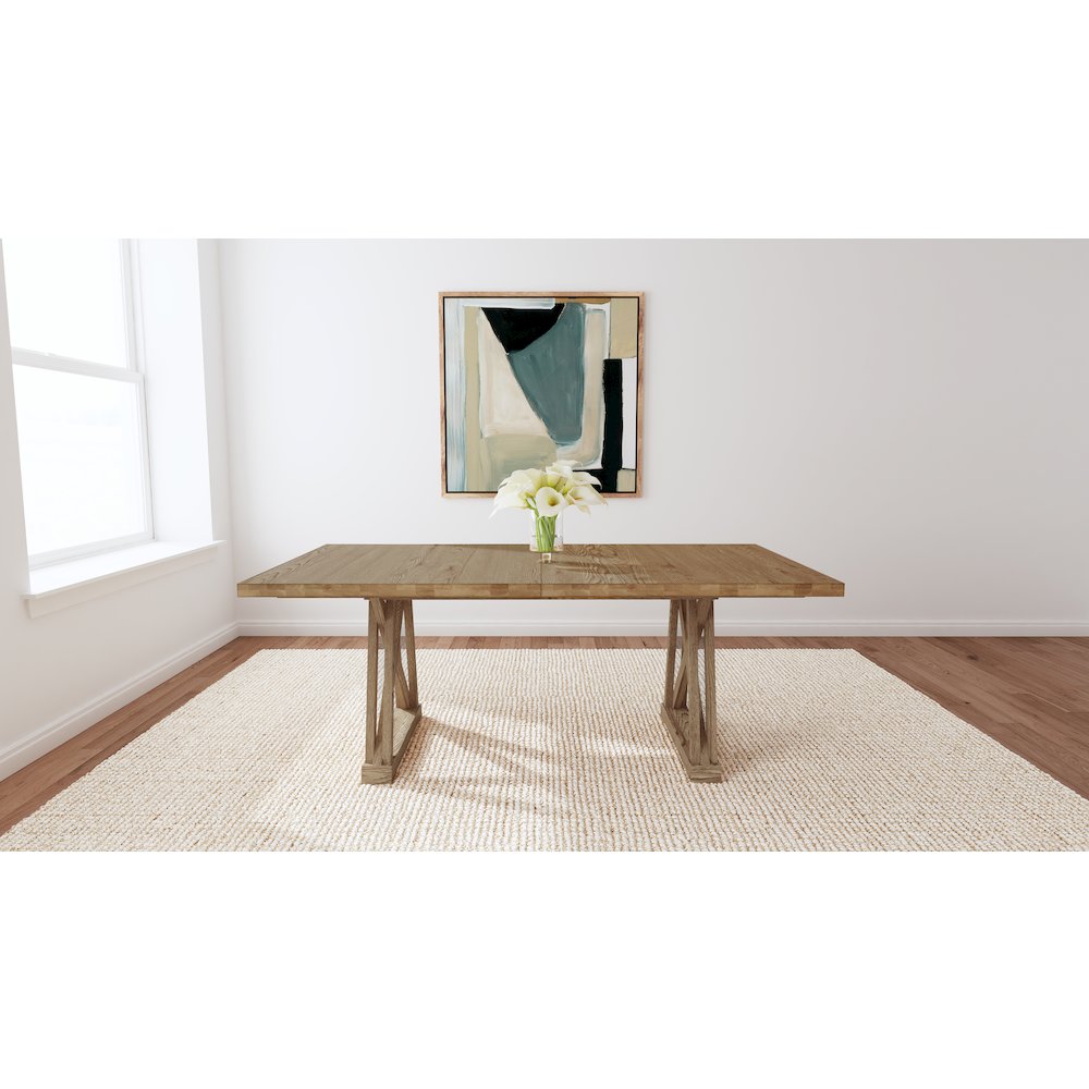 Weston Trestle Table with (1) 18" Sefl-Storing Leaf, Acorn. Picture 8