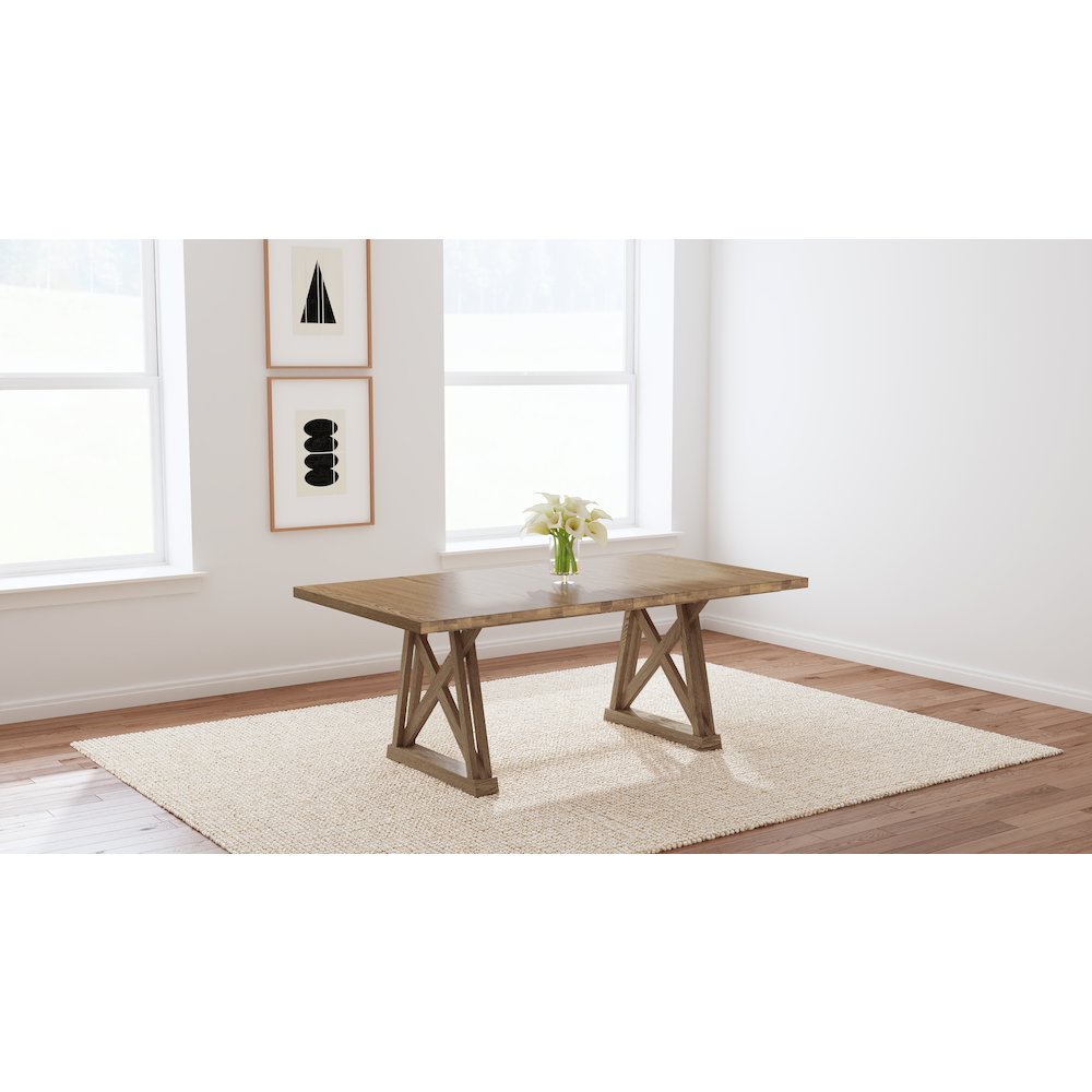 Weston Trestle Table with (1) 18" Sefl-Storing Leaf, Acorn. Picture 10