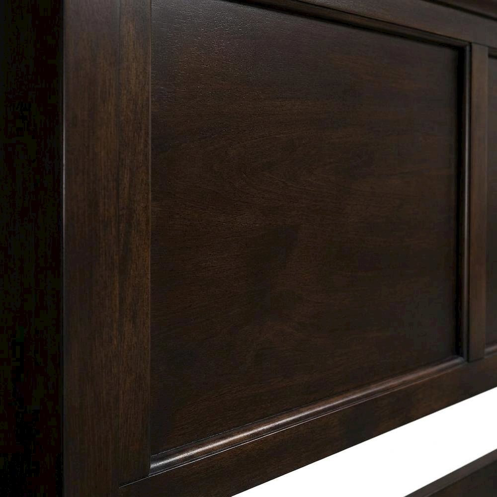 Cherry Brown Finish Platform Bed with Solid Mahogany in Transitional Style. Picture 6
