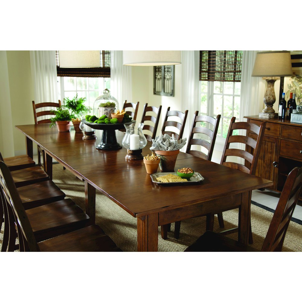 Toluca 61.25" - 133.25" Rectangular Leg Table with (3) 24" Self-Storing Leaves. Picture 4