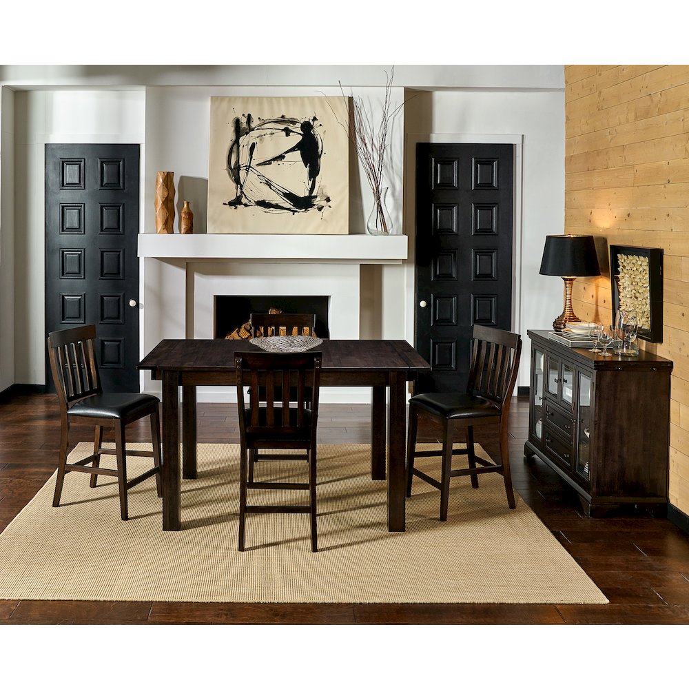 64" - 100" Gathering Height Leg Table with (2) 18" Butterfly Leaves, Warm Gray. Picture 7
