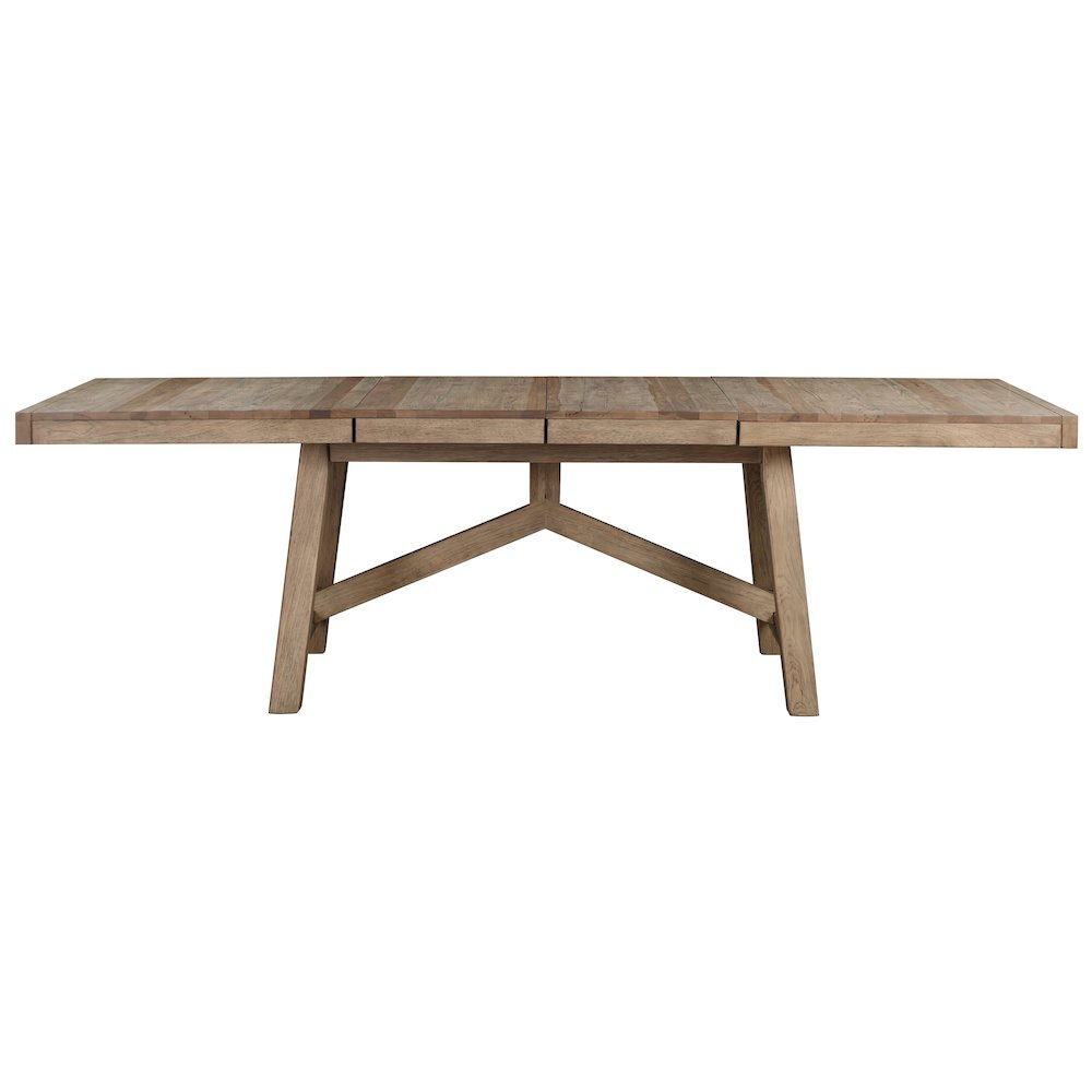 Rustic Extendable Dining Table with Leaf, Solid Trestle Table for 8 Guests. Picture 1