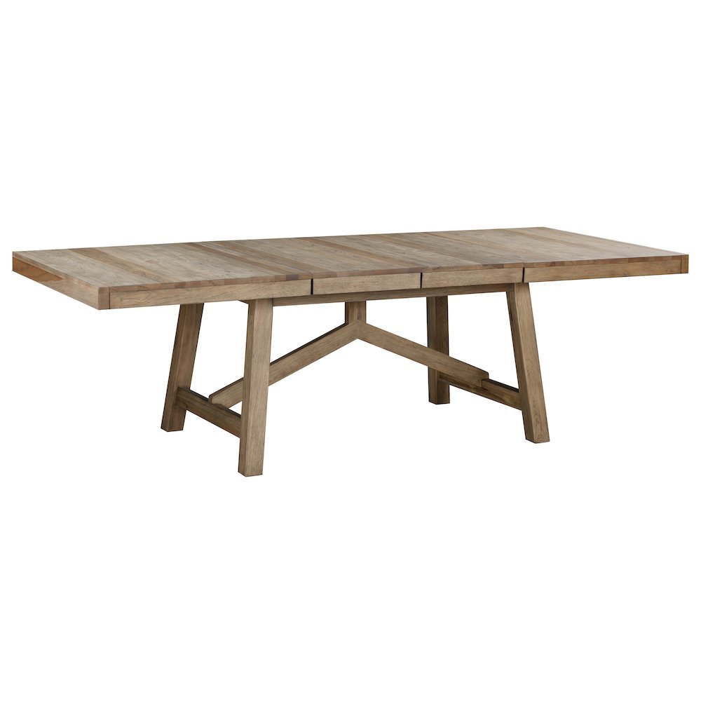 Rustic Extendable Dining Table with Leaf, Solid Trestle Table for 8 Guests. Picture 4