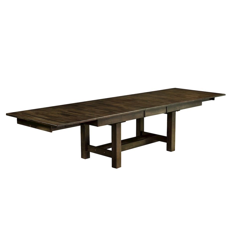 Extendable Rustic Dining Table with Leaf for 8, Solid Gray Wood Design. Picture 1