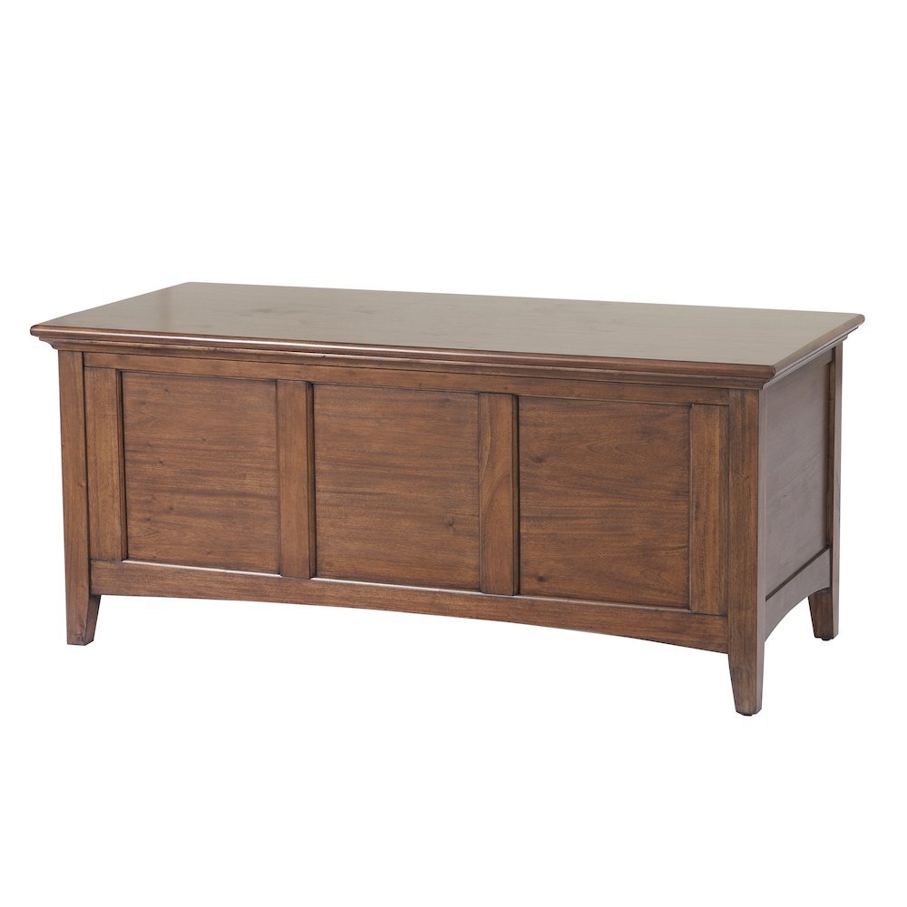 Cherry Brown Storage Bench with Trunk Lid, Wooden Chest for Bedroom Use. Picture 5