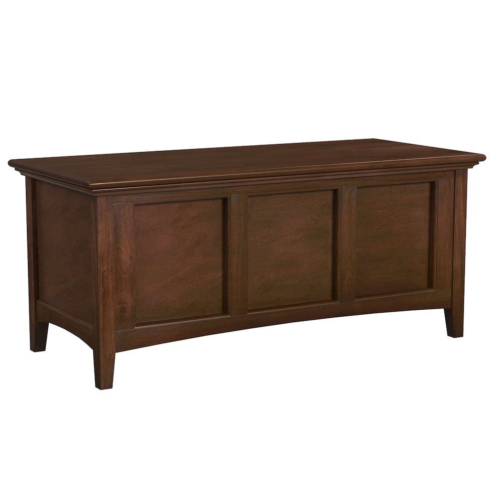 Cherry Brown Storage Bench with Trunk Lid, Wooden Chest for Bedroom Use. Picture 1