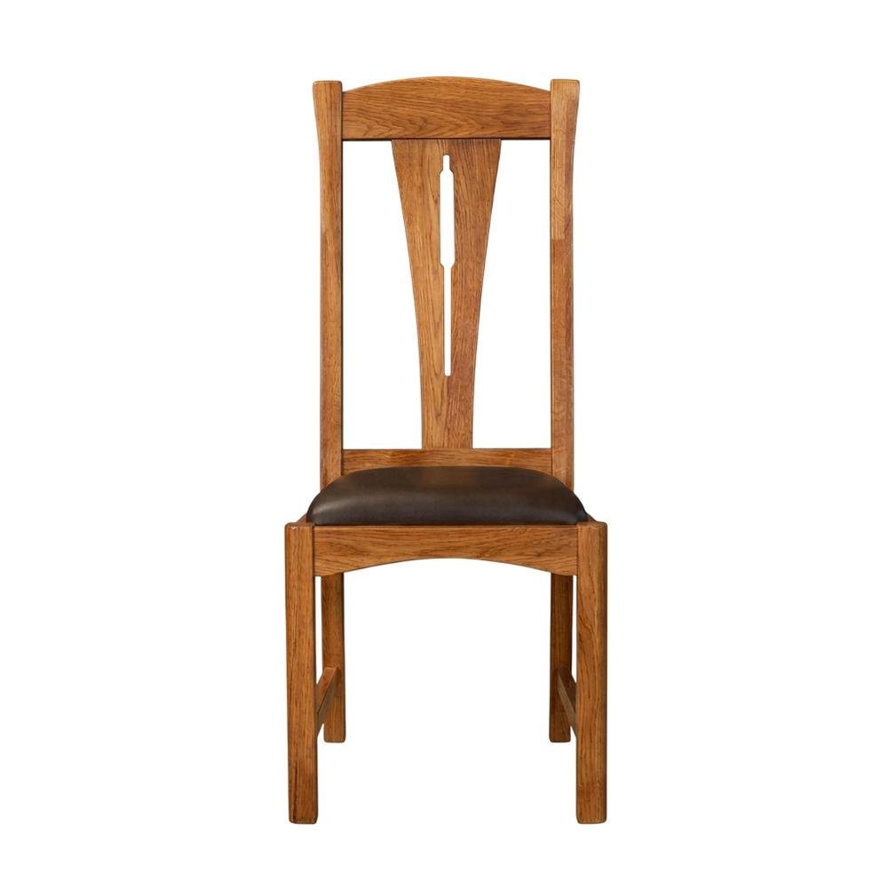 Set of 2 distressed amber wood side chairs with top grain leather seats. Picture 5
