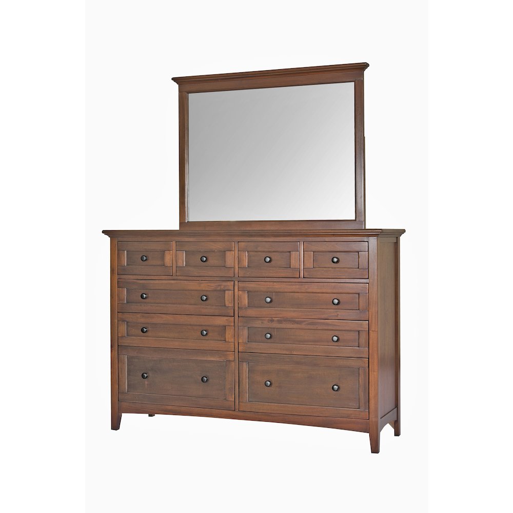Westlake 10 Drawer Master Dresser & Mirror, Cherry Brown Finish. Picture 1