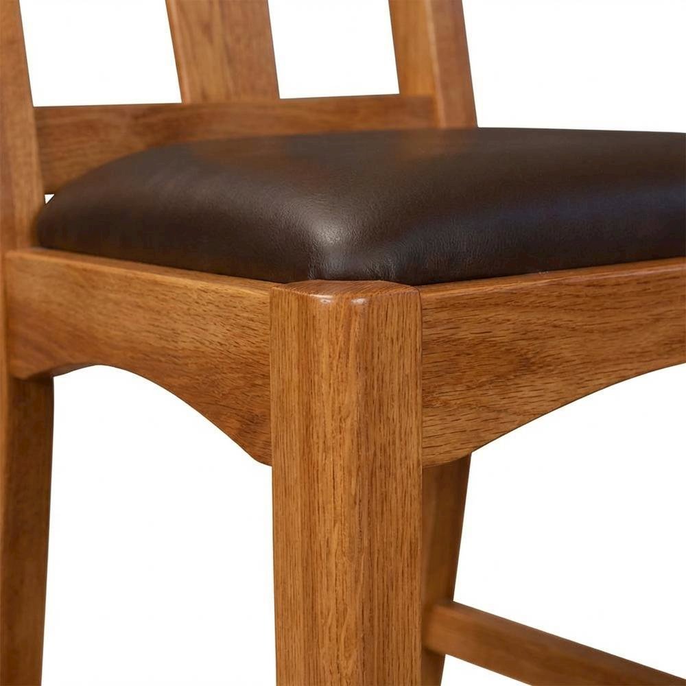 Set of 2 distressed amber wood side chairs with top grain leather seats. Picture 8
