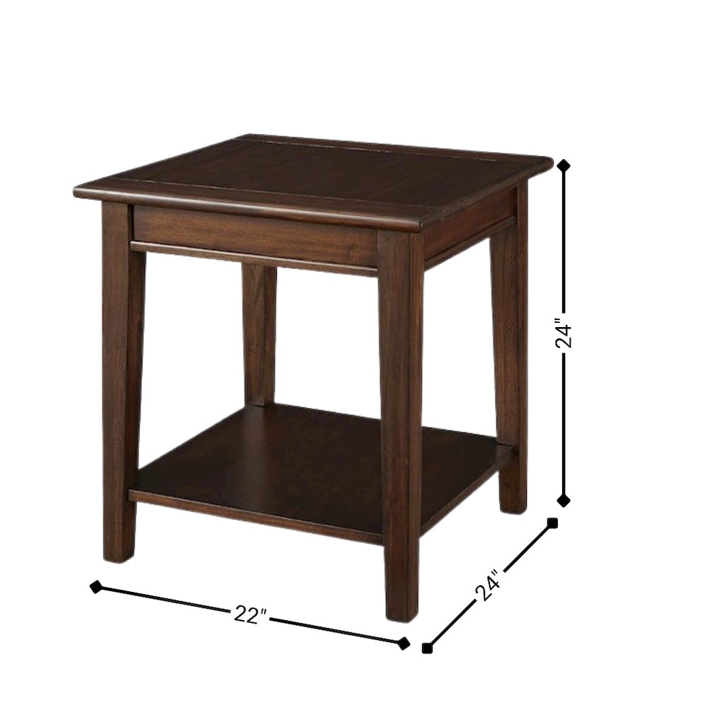Brown Wooden End Table for Living Room, Small Square Table with Shelf. Picture 5