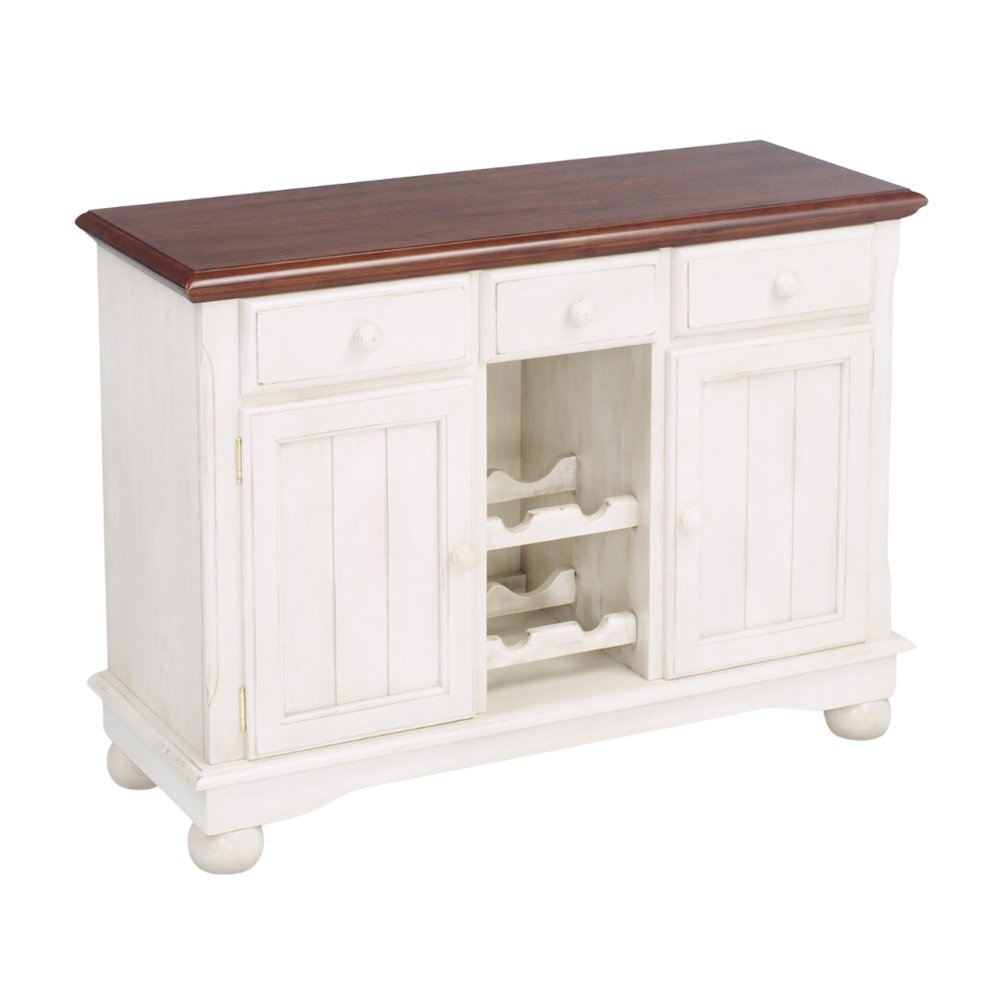 Buttermilk Farmhouse Coffee Bar, Wine Cabinet with Storage and Drawers. Picture 1