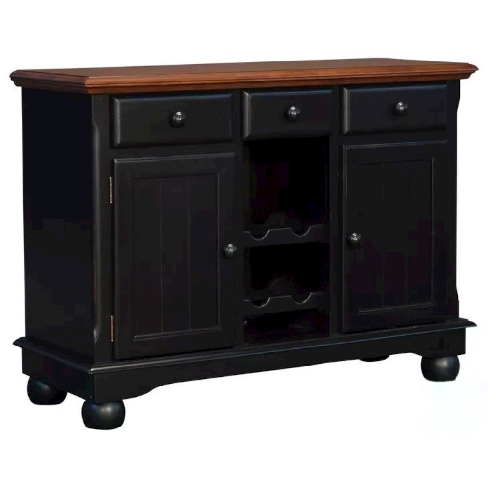 Black Farmhouse Coffee Bar, Wine Cabinet with Storage and Drawers. Picture 1