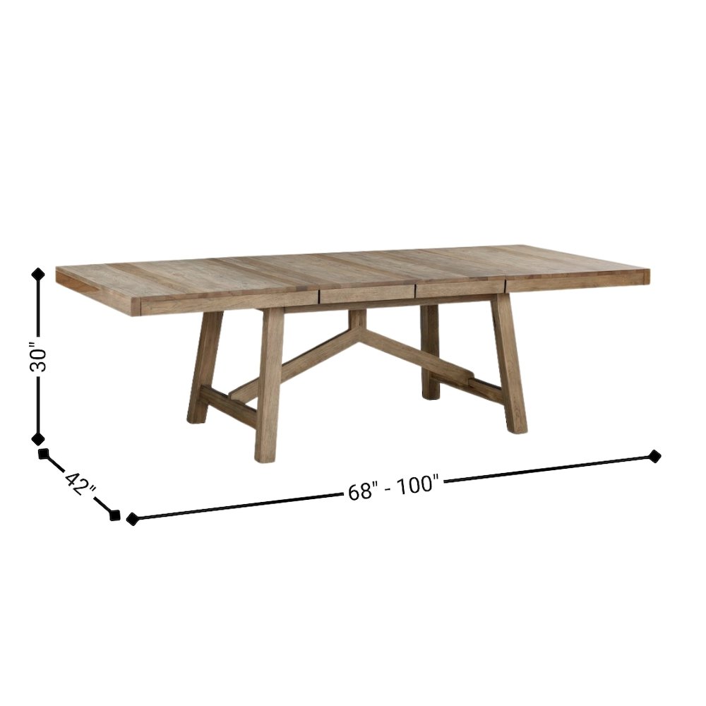 Rustic Extendable Dining Table with Leaf, Solid Trestle Table for 8 Guests. Picture 8