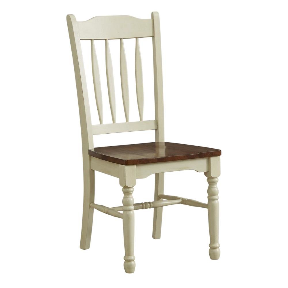 Merlot-Buttermilk Slatback Dining Chair Set with Solid Rubberwood Construction. Picture 4