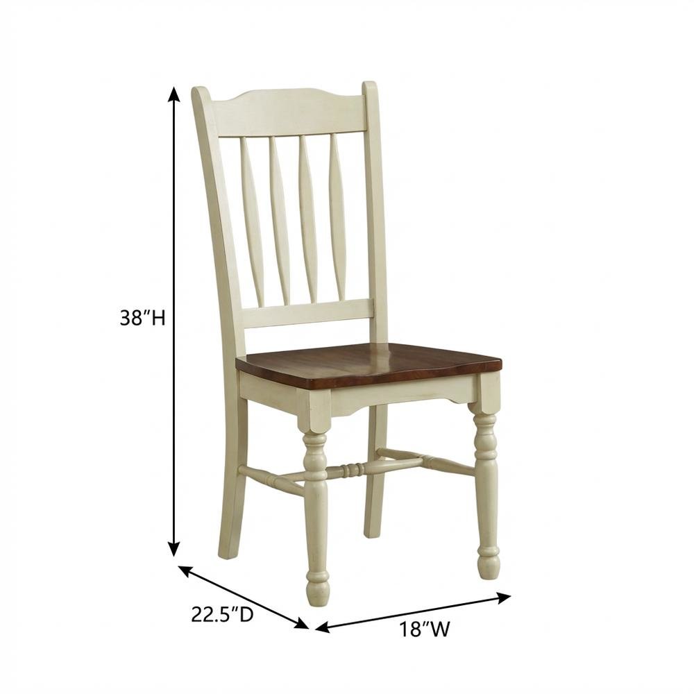 Merlot-Buttermilk Slatback Dining Chair Set with Solid Rubberwood Construction. Picture 7