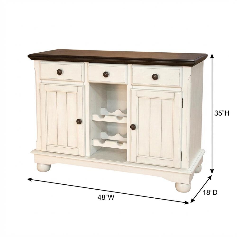 Cocoa Bean Finish Dining Server in Solid Rubberwood with Light Distressed Style. Picture 5