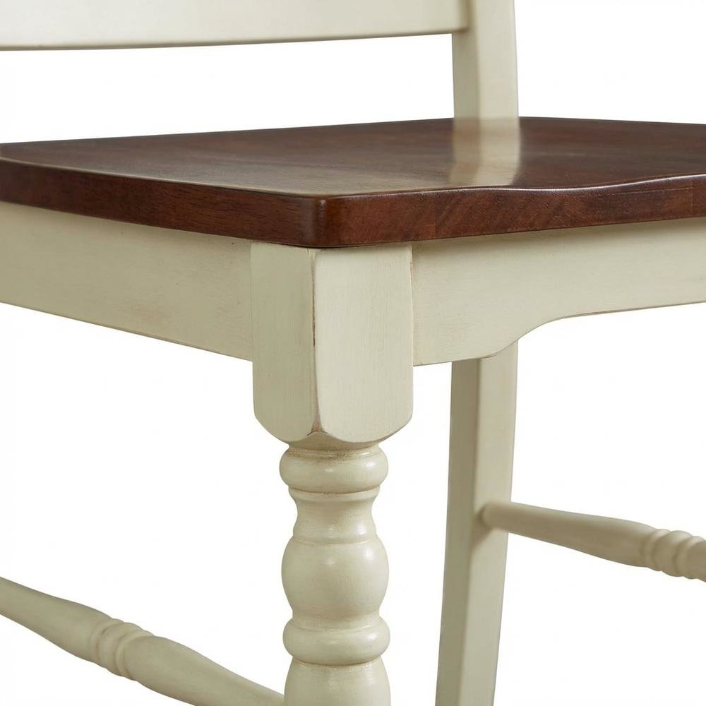 Merlot-Buttermilk Slatback Dining Chair Set with Solid Rubberwood Construction. Picture 6