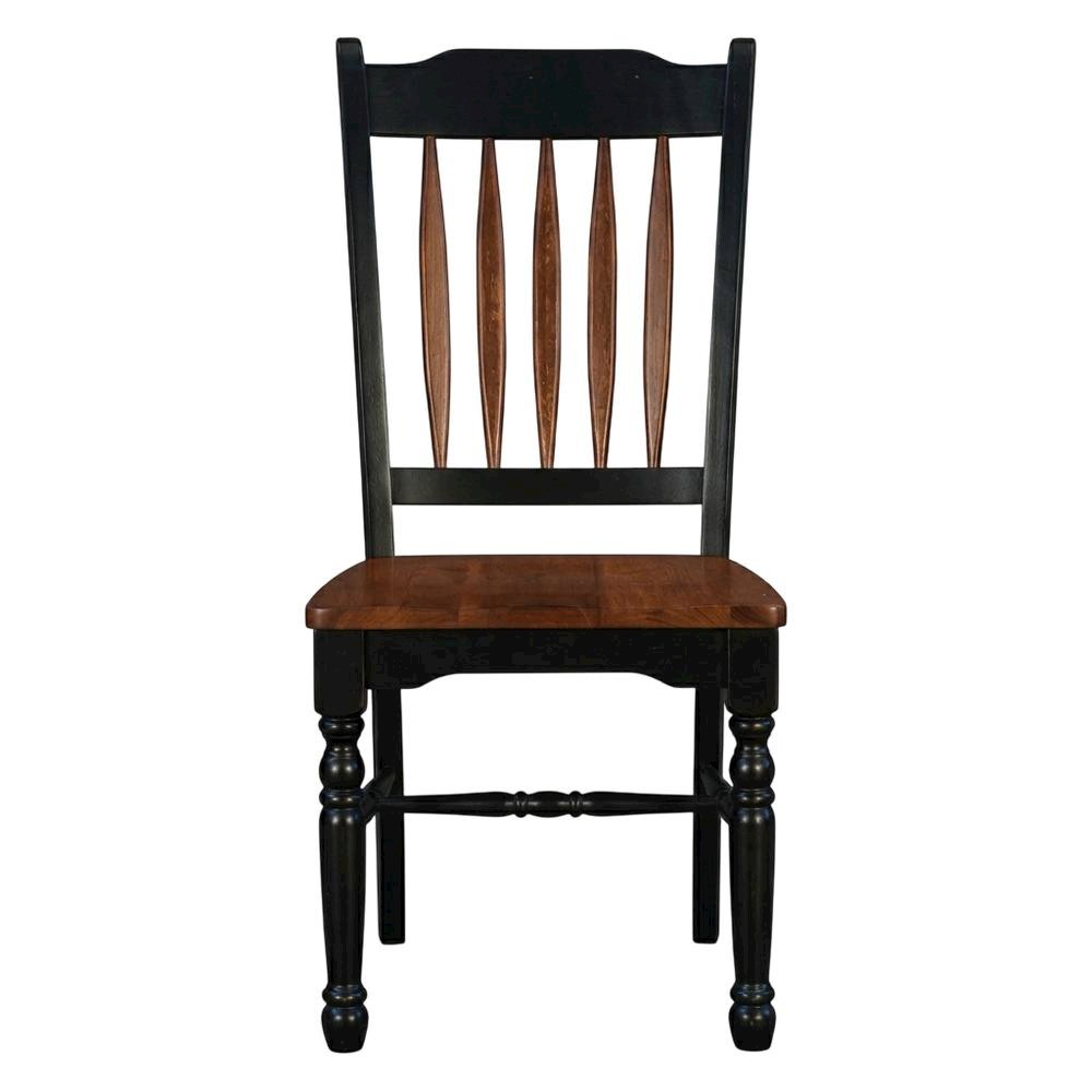 Solid Rubberwood Dining Chairs with Black Slatback Finish, Set of 2. Picture 3