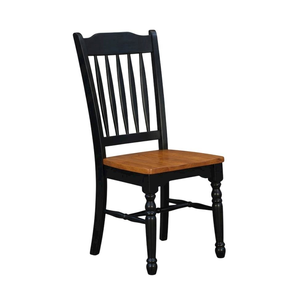 Solid Rubberwood Dining Chairs with Black Slatback Finish, Set of 2. Picture 4