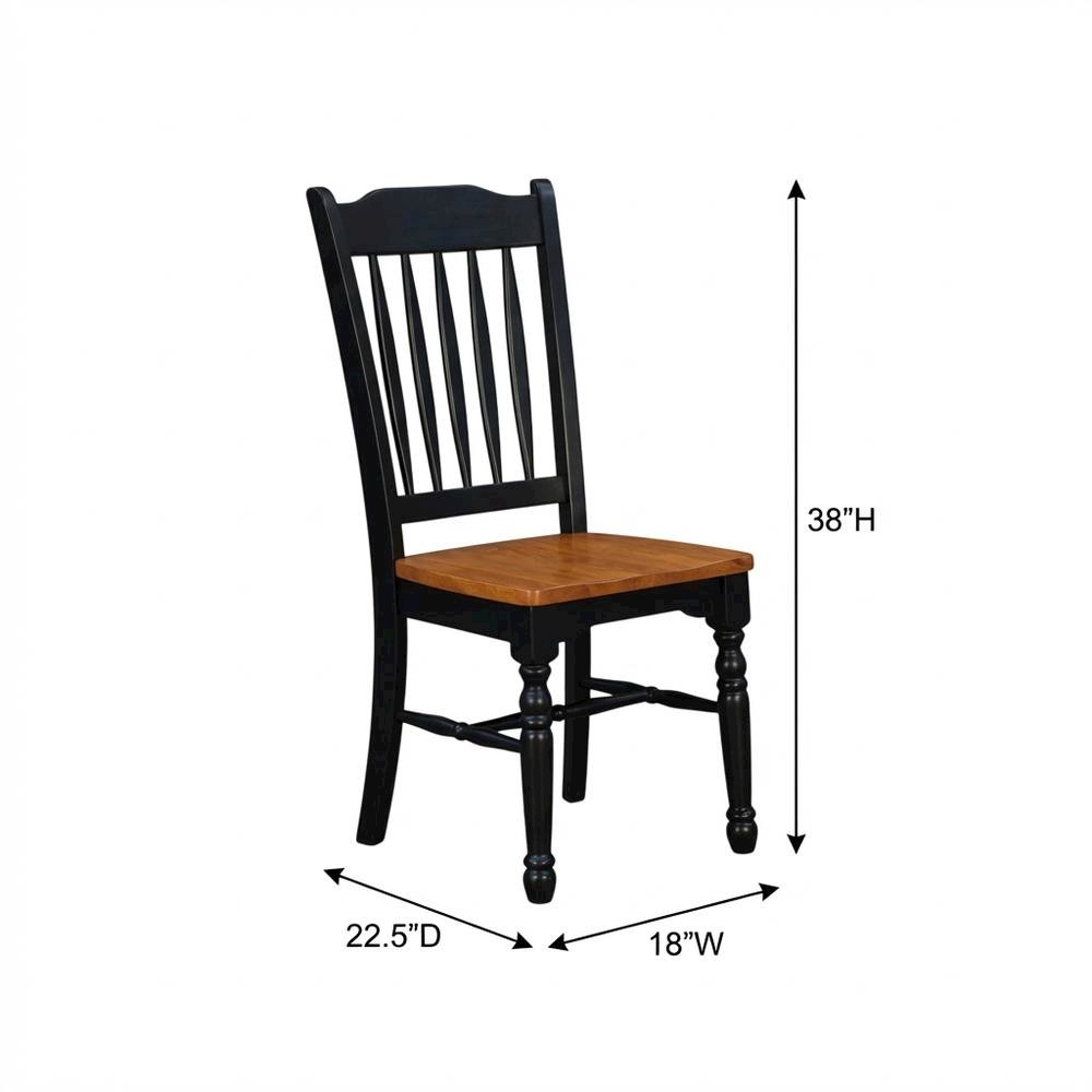 Solid Rubberwood Dining Chairs with Black Slatback Finish, Set of 2. Picture 7