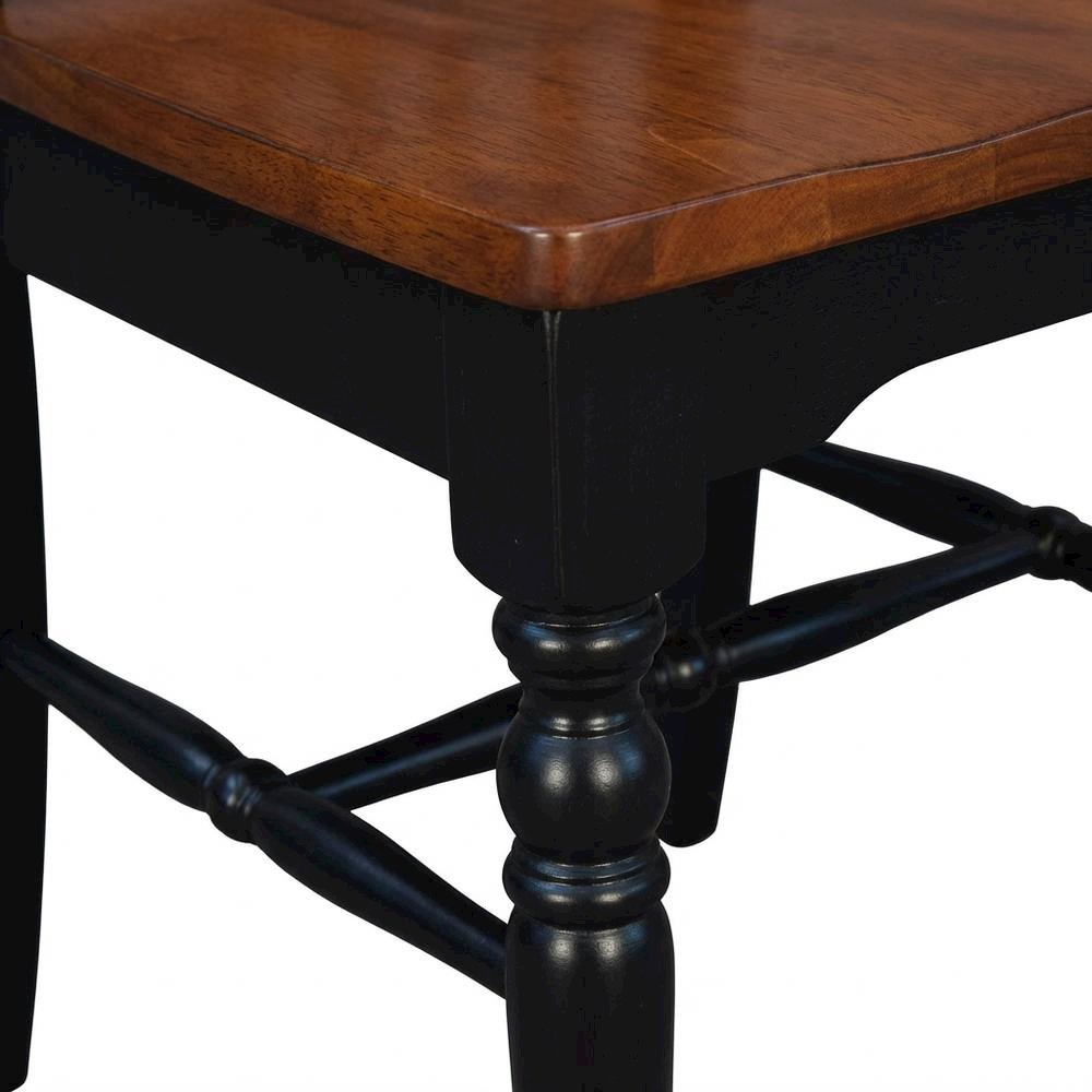 Solid Rubberwood Dining Chairs with Black Slatback Finish, Set of 2. Picture 6