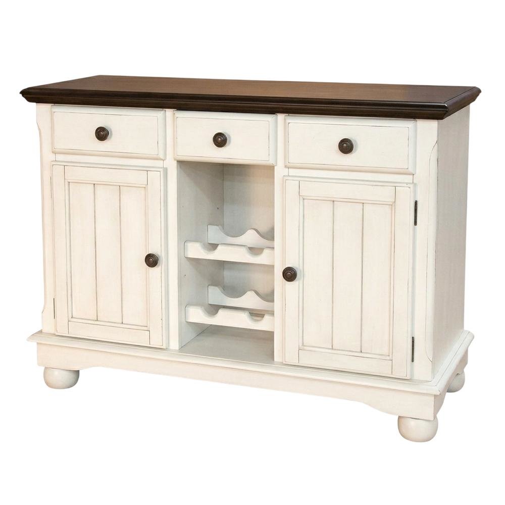 Cocoa Bean Finish Dining Server in Solid Rubberwood with Light Distressed Style. Picture 1