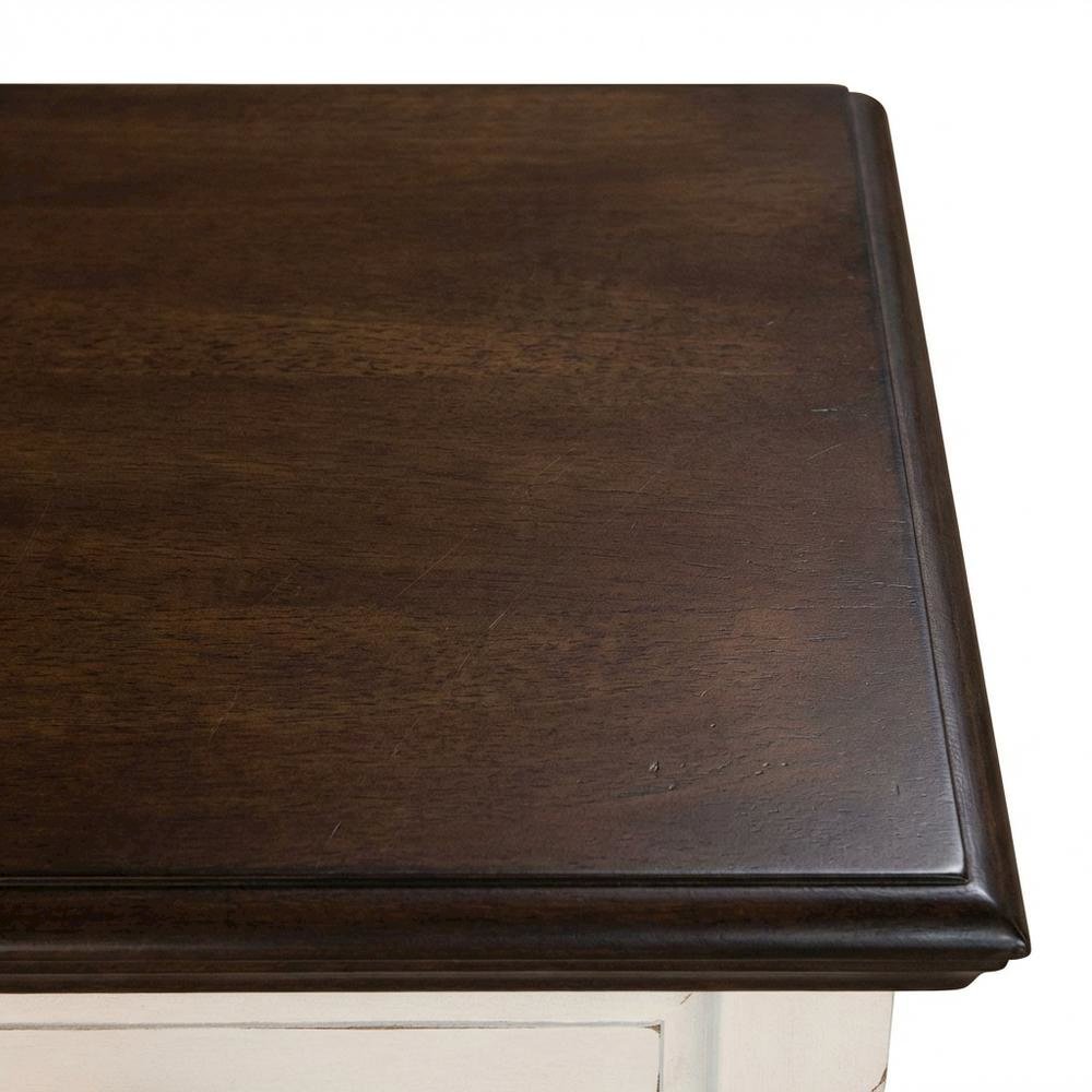 Cocoa Bean Finish Dining Server in Solid Rubberwood with Light Distressed Style. Picture 6