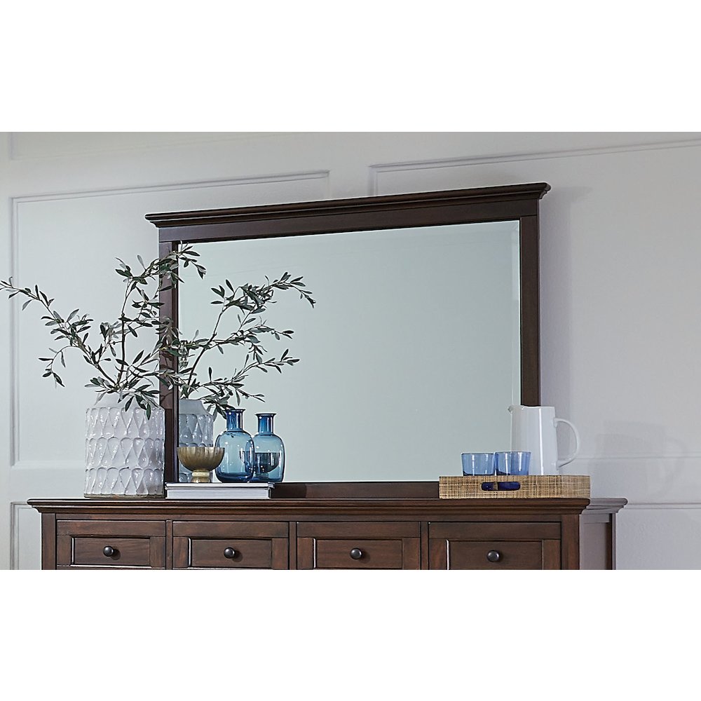 Westlake 10 Drawer Master Dresser & Mirror, Cherry Brown Finish. Picture 5