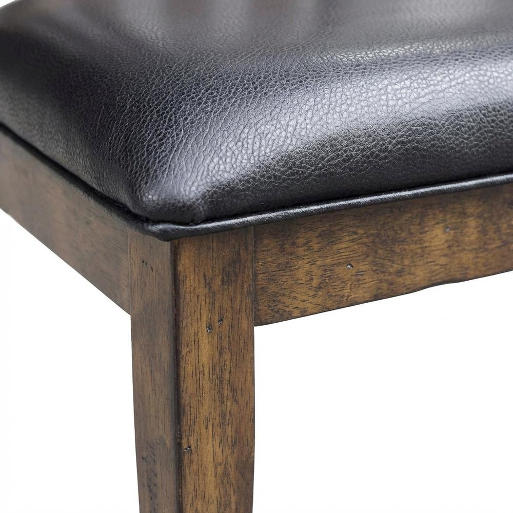 Rustic Whiskey Slatback Dining Chairs with Faux Leather Upholstery. Picture 7