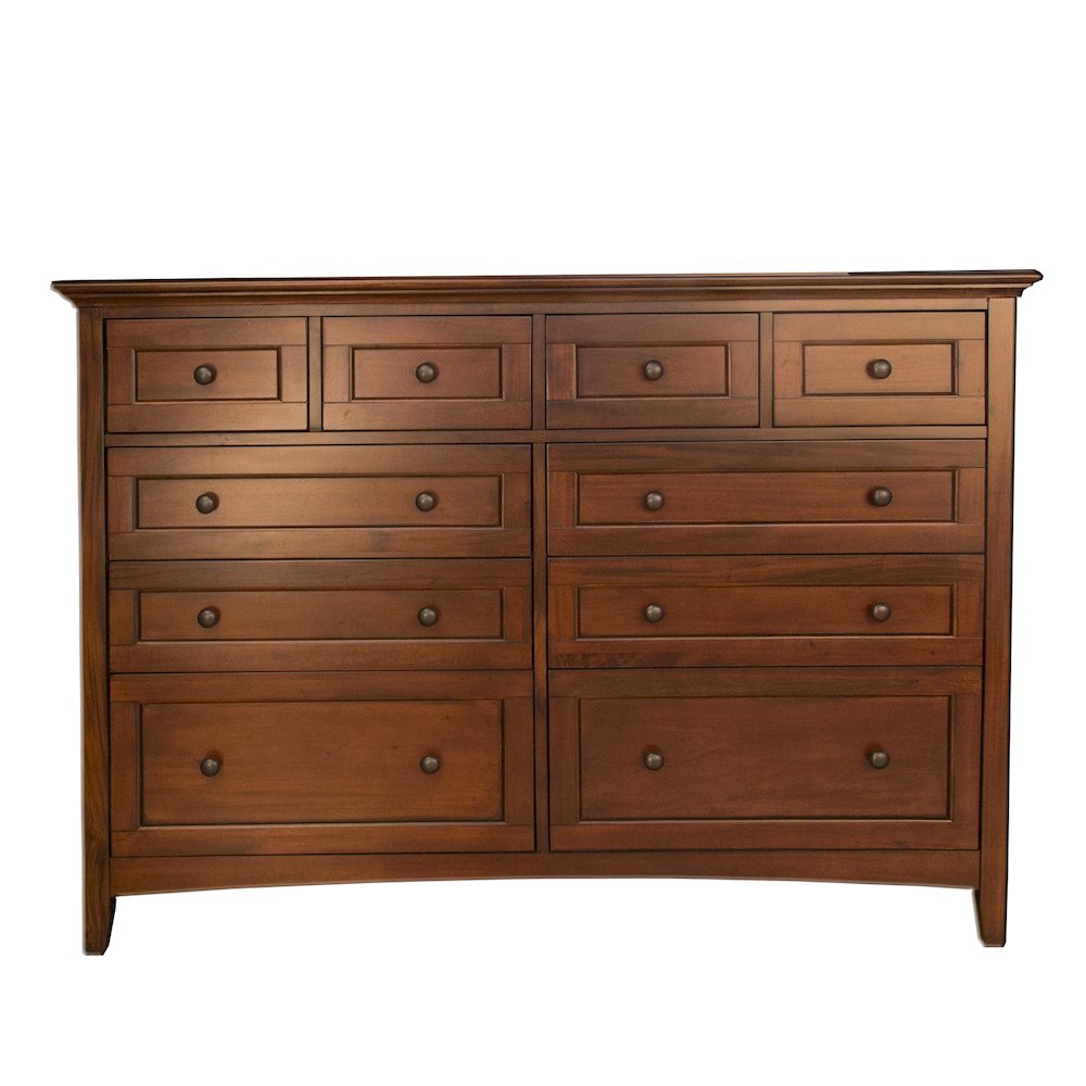 Westlake 10 Drawer Master Dresser & Mirror, Cherry Brown Finish. Picture 2