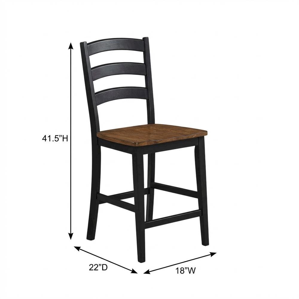 Two-Tone Counter Height Chairs Set of 2 with Solid Rubberwood Frame. Picture 8