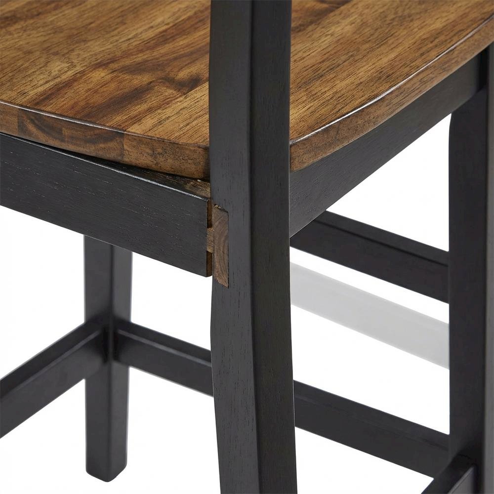 Two-Tone Counter Height Chairs Set of 2 with Solid Rubberwood Frame. Picture 7