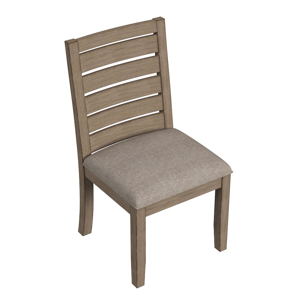 Anacortes Ladderback Side Chair with Upholstered Seating, Dark Taupe. Picture 3