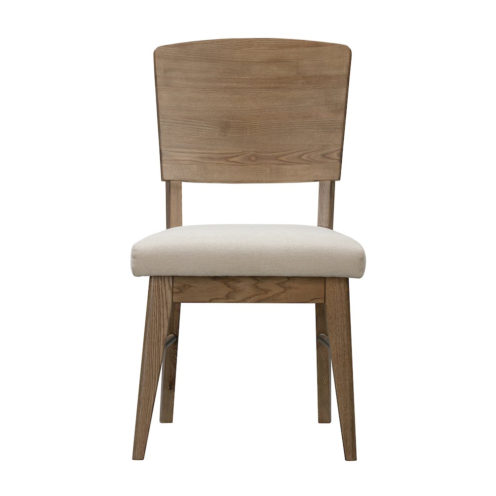 Barbossa Panel Back Side Chair with Upholstered Seating, Dark Caramel. Picture 4