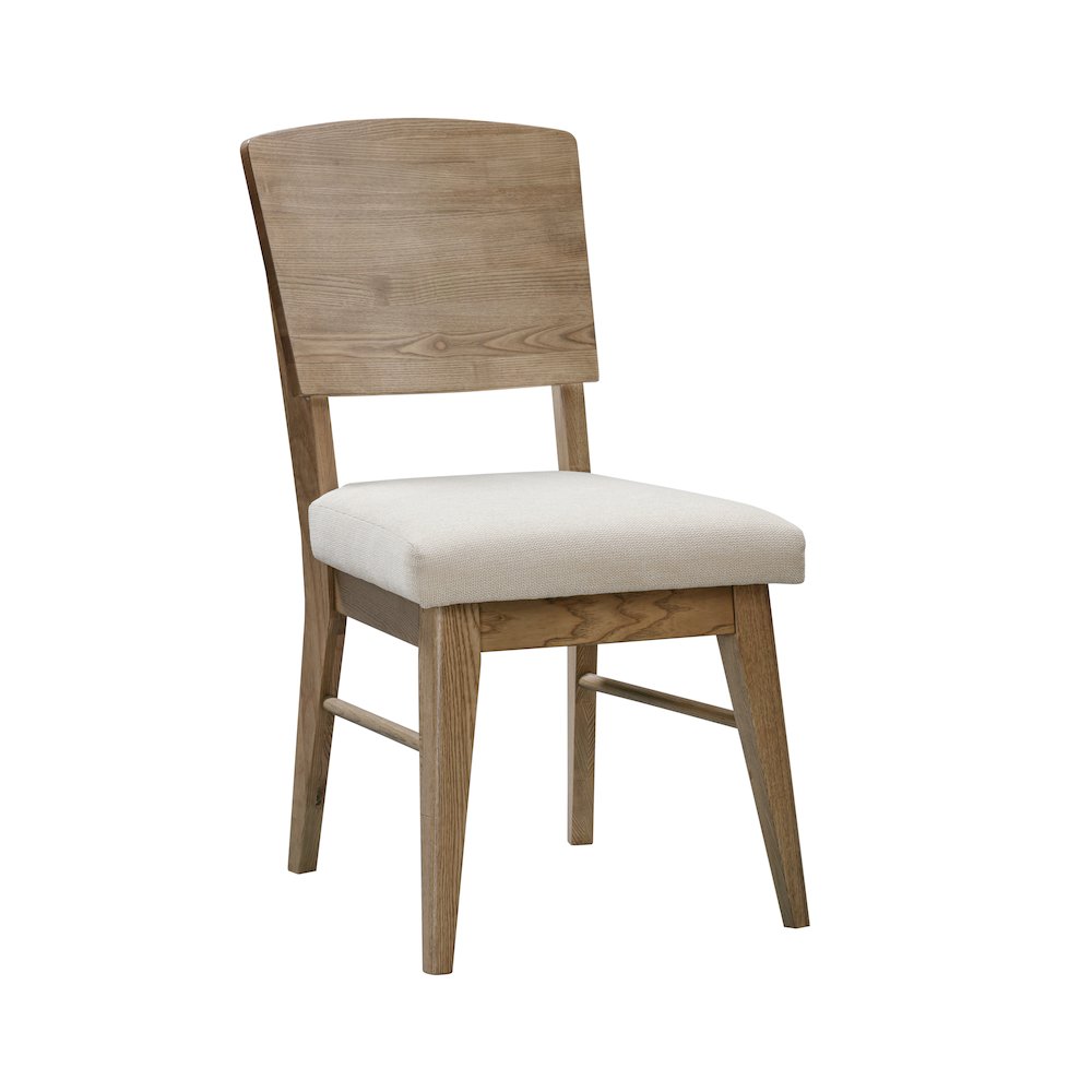 Barbossa Panel Back Side Chair with Upholstered Seating, Dark Caramel. Picture 1