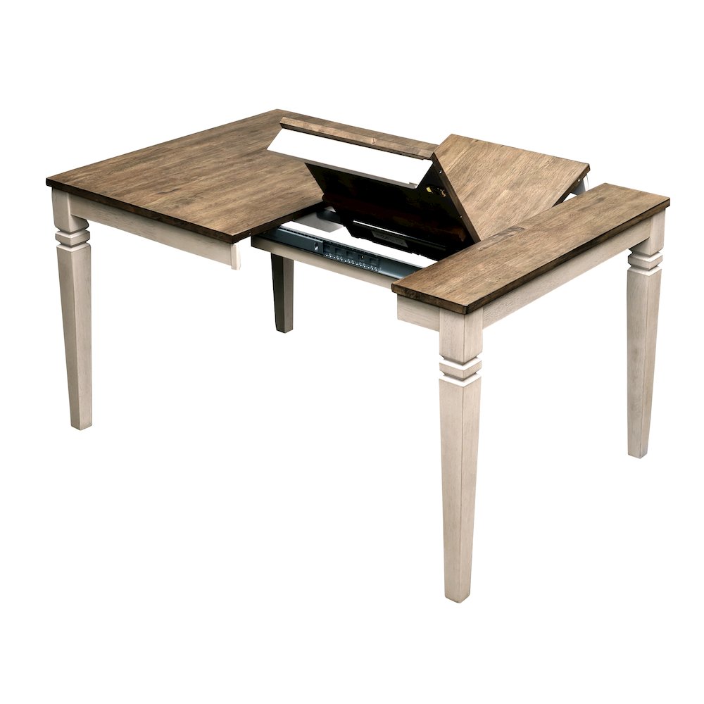 36"-54" Dinette Leg Table with (1) 18" Butterfly Leaf, Smokey White & Peppercorn. Picture 4